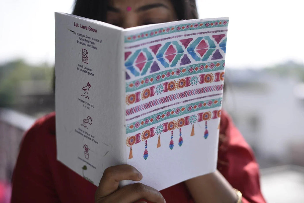 Pink Indian Motif Seed Paper Cover Notebook