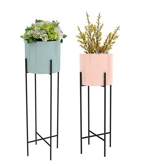Metal Planters With Plants Stand Set of 2