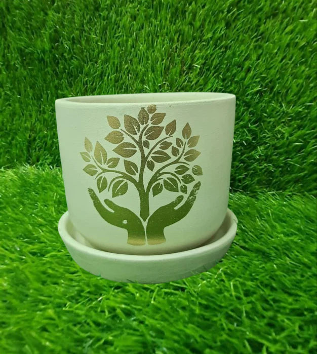 Terracotta Hand Painted pottery ( Off White)
