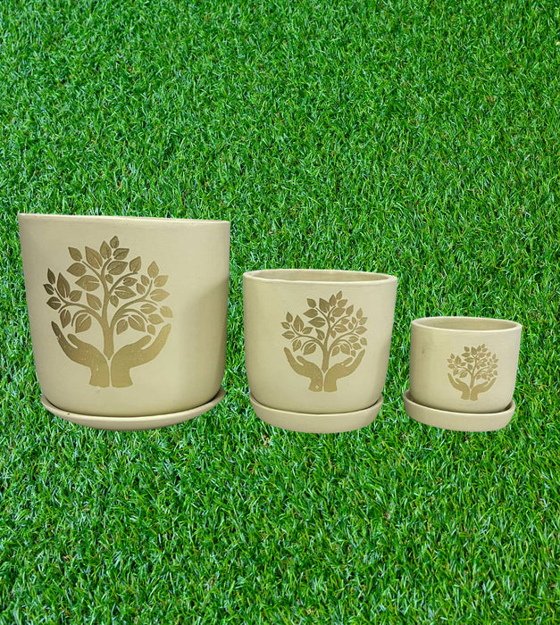 Terracotta Hand Painted pottery ( Off White)