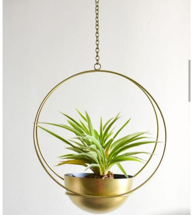 Gold- Metal Hanging Planter