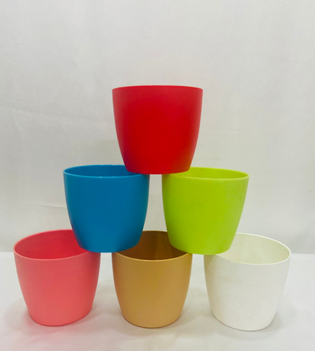 Round colourful Recyclable pots (set-5)
