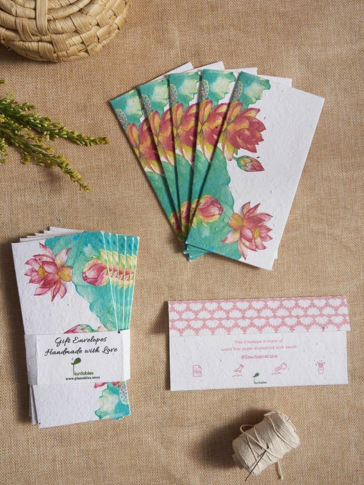Blooming Lotus Seed Paper Gift Envelopes (Set of 5)