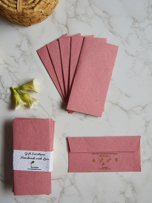 Pale Red Colored Seed Paper Gift Envelopes (Set of 6)