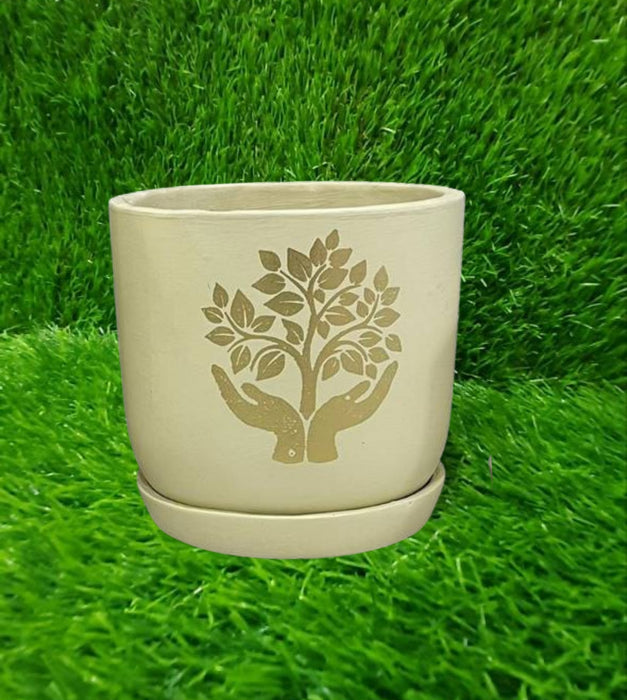 Terracotta Hand Painted pottery ( Off White)