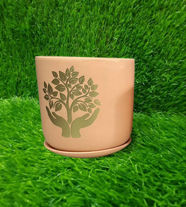 Terracotta Hand Painted pottery ( peach )
